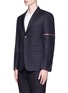 Front View - Click To Enlarge - THOM BROWNE  - Selvedge stripe sleeve twill blazer