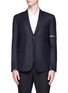Main View - Click To Enlarge - THOM BROWNE  - Selvedge stripe sleeve twill blazer
