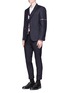 Figure View - Click To Enlarge - THOM BROWNE  - Selvedge stripe sleeve twill blazer