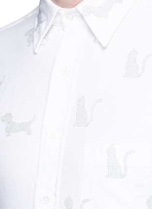 Detail View - Click To Enlarge - THOM BROWNE  - Thom Cat and Hector embroidered Oxford shirt