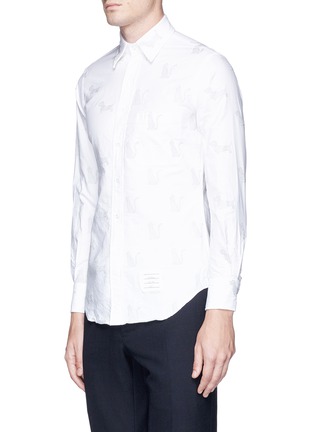 Front View - Click To Enlarge - THOM BROWNE  - Thom Cat and Hector embroidered Oxford shirt