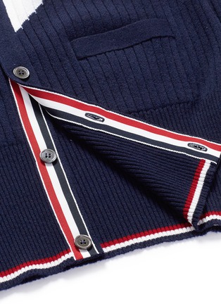 Detail View - Click To Enlarge - THOM BROWNE  - Chevron intarsia cashmere rib knit cardigan
