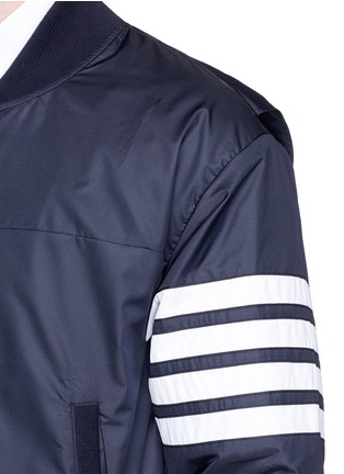 Detail View - Click To Enlarge - THOM BROWNE  - Stripe sleeve ripstop bomber jacket