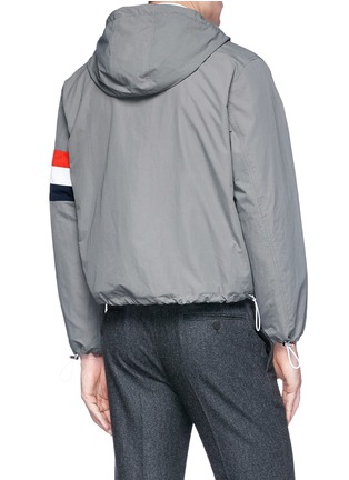 Back View - Click To Enlarge - THOM BROWNE  - Tricolour panel zip hoodie