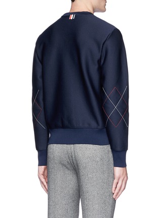 Back View - Click To Enlarge - THOM BROWNE  - Quilted argyle check embroidered sweatshirt