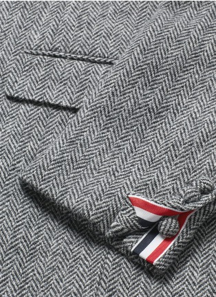 Detail View - Click To Enlarge - THOM BROWNE  - Button back herringbone Harris tweed blazer