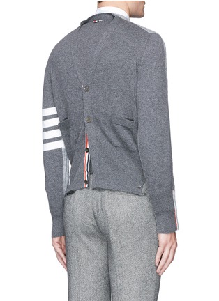 Back View - Click To Enlarge - THOM BROWNE  - 'Trompe-l'œil' mock cardigan back cashmere sweater