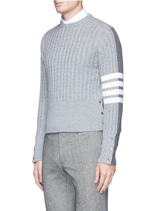 Front View - Click To Enlarge - THOM BROWNE  - 'Trompe-l'œil' mock cardigan back cashmere sweater