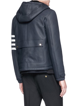 Back View - Click To Enlarge - THOM BROWNE  - Sheepskin leather hooded jacket