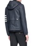 Back View - Click To Enlarge - THOM BROWNE  - Sheepskin leather hooded jacket