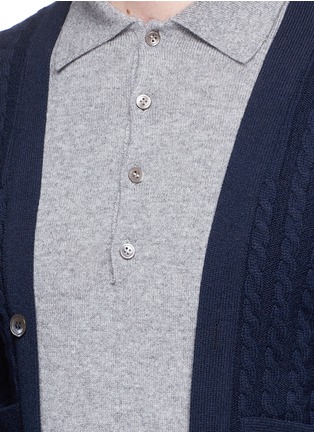 Detail View - Click To Enlarge - THOM BROWNE  - 'Trompe-l'œil' mock polo cashmere sweater