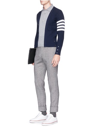 Figure View - Click To Enlarge - THOM BROWNE  - 'Trompe-l'œil' mock polo cashmere sweater