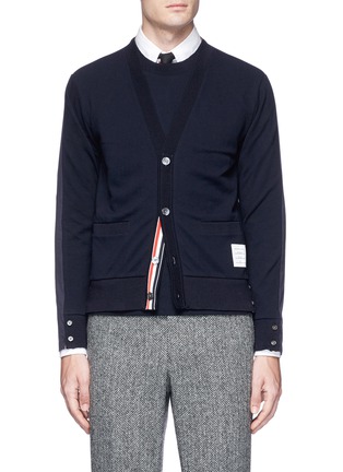 Main View - Click To Enlarge - THOM BROWNE  - Cardigan front long sleeve T-shirt