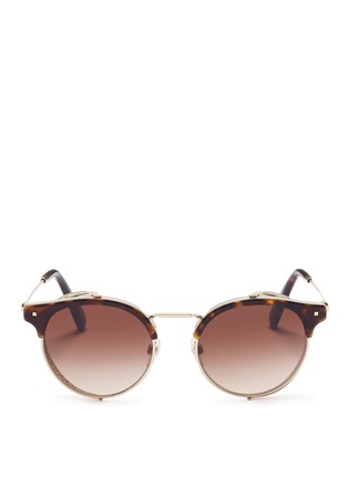 Main View - Click To Enlarge - VALENTINO GARAVANI - Mesh spoiler tortoiseshell brow bar metal panto sunglasses