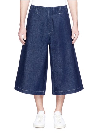 Main View - Click To Enlarge - 73119 - Raw denim cropped wide leg pants