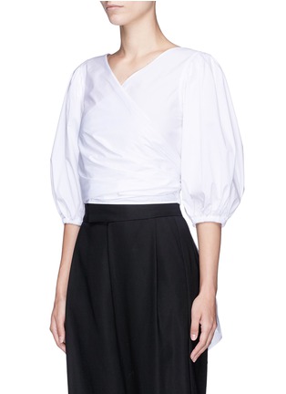 Front View - Click To Enlarge - ELIZABETH AND JAMES - 'Karlotta' cotton poplin cropped wrap top