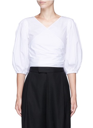 Main View - Click To Enlarge - ELIZABETH AND JAMES - 'Karlotta' cotton poplin cropped wrap top