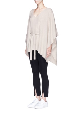 Front View - Click To Enlarge - ELIZABETH AND JAMES - 'Fremont' waist tie rib knit poncho