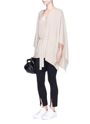 Figure View - Click To Enlarge - ELIZABETH AND JAMES - 'Fremont' waist tie rib knit poncho