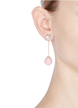 Figure View - Click To Enlarge - VENNA - Detachable pompom drop faux pearl eye earrings