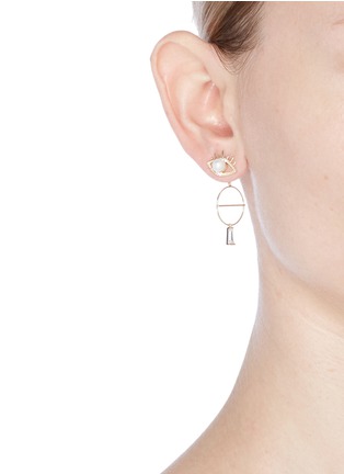 Figure View - Click To Enlarge - VENNA - Detachable drop mismatched eye and lips earrings