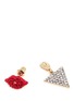 Detail View - Click To Enlarge - VENNA - Detachable triangle drop glass crystal lips earrings