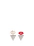 Main View - Click To Enlarge - VENNA - Detachable triangle drop glass crystal lips earrings