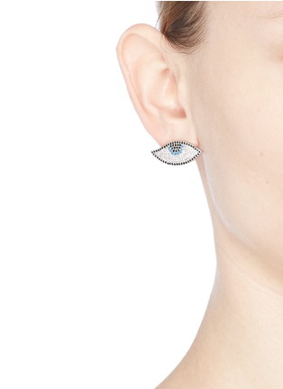 Detail View - Click To Enlarge - VENNA - 'Evil Eye' glass crystal fringe drop earrings