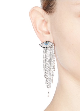 Figure View - Click To Enlarge - VENNA - 'Evil Eye' glass crystal fringe drop earrings