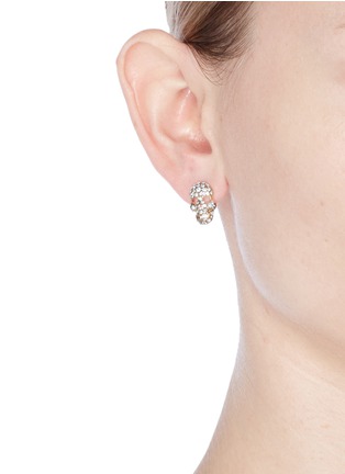 Figure View - Click To Enlarge - VENNA - Detachable pompom glass crystal skull earrings