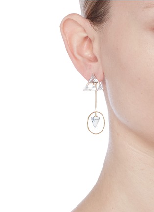 Figure View - Click To Enlarge - VENNA - Detachable cone drop glass crystal triangle earrings