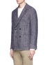 Front View - Click To Enlarge - TOMORROWLAND - Double breasted linen denim soft blazer