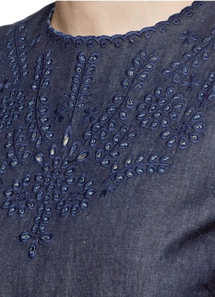 Detail View - Click To Enlarge - RAG & BONE - 'Sahara' cutwork embroidery denim tank top