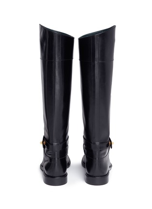 Back View - Click To Enlarge - MULBERRY - Buckle strap knee high leather boots