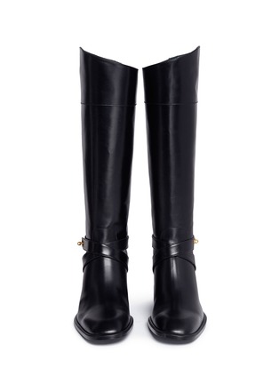 Front View - Click To Enlarge - MULBERRY - Buckle strap knee high leather boots