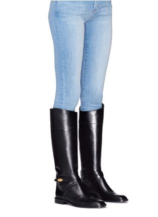 Figure View - Click To Enlarge - MULBERRY - Buckle strap knee high leather boots