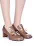 Figure View - Click To Enlarge - MULBERRY - Safety pin croc embossed leather loafer pumps