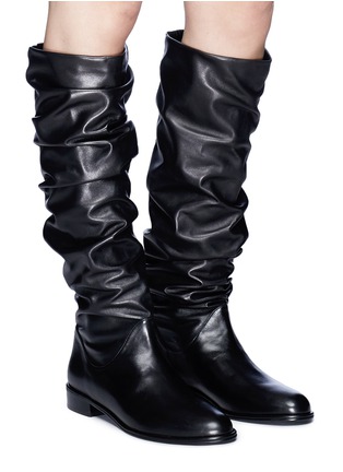 Figure View - Click To Enlarge - STUART WEITZMAN - 'Flats Crunchy' slouchy leather knee high boots