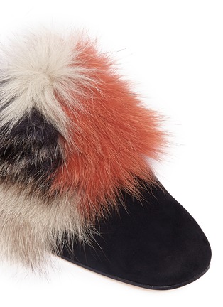 Detail View - Click To Enlarge - STUART WEITZMAN - 'Fur Get It' suede panel fox fur slides