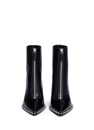 Front View - Click To Enlarge - ALEXANDER WANG - 'Eri' ball chain trim leather ankle boots