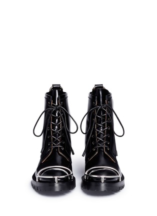 Front View - Click To Enlarge - ALEXANDER WANG - 'Lyndon' metal cap caged leather combat boots