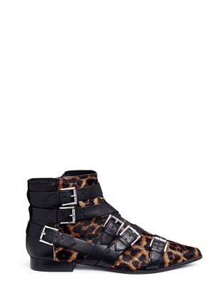 Main View - Click To Enlarge - ASH - 'Blast' leopard print ponyhair ankle boots