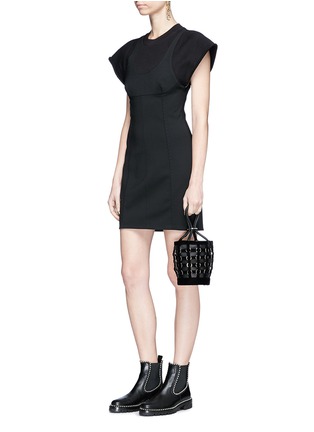 Figure View - Click To Enlarge - ALEXANDER WANG - 'Roxy' ring velvet caged leather mini bucket bag