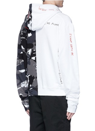 Back View - Click To Enlarge - HACULLA - Scribble embroidered camouflage print patchwork hoodie