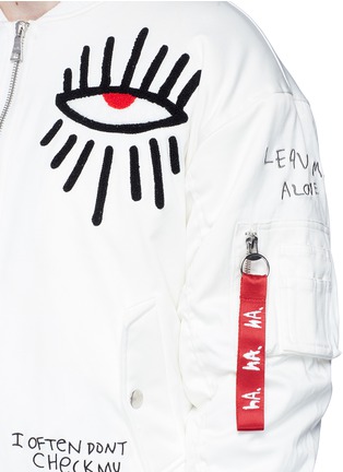 Detail View - Click To Enlarge - HACULLA - Motif appliqué scribble embroidered padded bomber jacket