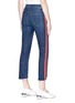 Back View - Click To Enlarge - MOTHER - 'Insider Crop Step Fray' racing stripe skinny jeans