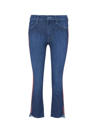 Main View - Click To Enlarge - MOTHER - 'Insider Crop Step Fray' racing stripe skinny jeans