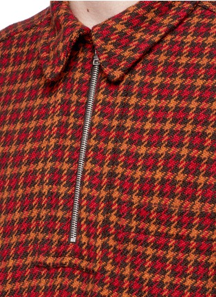 Detail View - Click To Enlarge - MARNI - Half zip wool houndstooth top