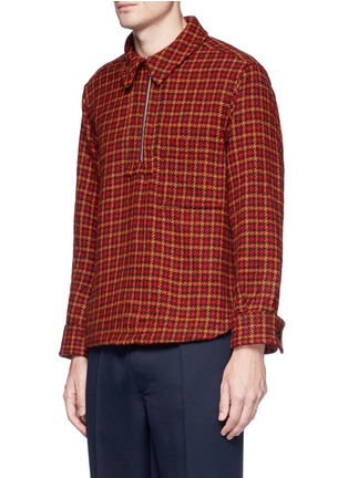 Front View - Click To Enlarge - MARNI - Half zip wool houndstooth top