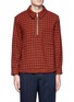 Main View - Click To Enlarge - MARNI - Half zip wool houndstooth top